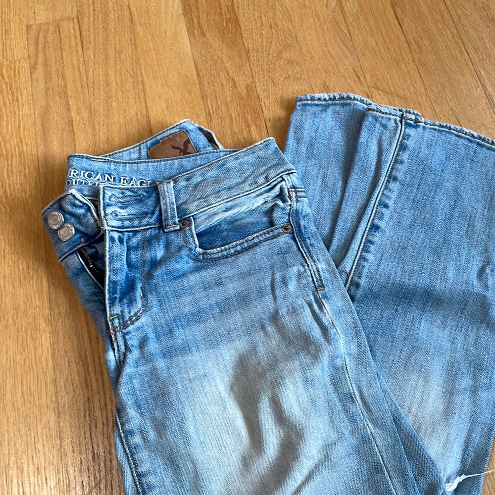 Straight leg light wash jeans